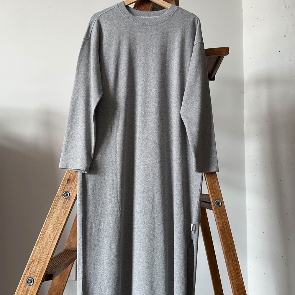 Le Bon Shoppe Sunday Gray Long Sleeve Dress